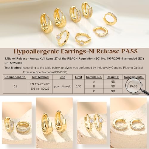 Florideco 4Pairs Small Hoop Earrings for Women Trendy 14K Gold Plated Stackable Chunky Earrings Hypoallergenic Huggie Earring Stacks Lightweight Earring Sets for Multiple Piercing - color: Gold-Chunky