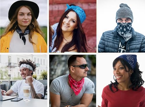 Gift Packaging Bandana for Men Women - 100% Cotton, Paisley, 22x22 In, 1 Pack - Large Bandanna Handkerchief Cowboy Hanky - color: Teal