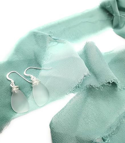 Popular Recycled Sea Glass Earrings on Sterling Silver Hooks - color: White 2