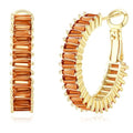 Trendy 14K Gold Plated Hoop Earrings for Women, Chunky Gold/Silver Earrings for Women Cubic Zirconia Baguette Hoop Earrings Heart Hoops Lightweight Hypoallergenic Jewelry,25mm/35mm/40mm/50mm - color: 01 Gold Burnt Orange Hoops 25mm