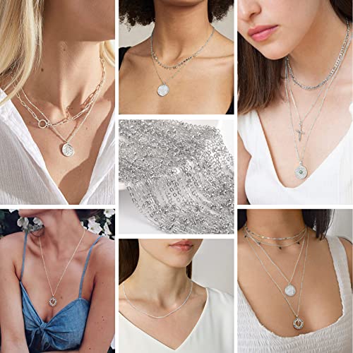 33 Feet Stainless Steel Satellite Chain Bulk, 2mm 304 Stainless Steel Chain Flat Cable Link Beaded Satellite Chains Bulk for Jewelry Making DIY Craft - color: Stainless Steel Small Beads Satellite Cable Chain