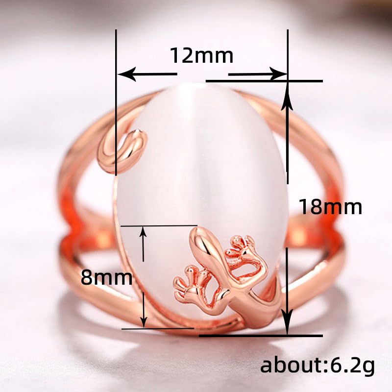 Sdouefos Natural Hetian Jade Ring Rose Gold Vintage Natural Moonstone Rings Antique Boho Ladies Jewelry Elegant Gemstone Wedding Rings 925 Silver Cocktail Party Rings Sizes 10 - size: US 10