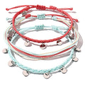 FANCY SHINY String Ankle Bracelets Waterproof Rope Anklets Braided Beach Boho Coin Anklets Cute Friendship Foot Jewelry for Women - style: Teal