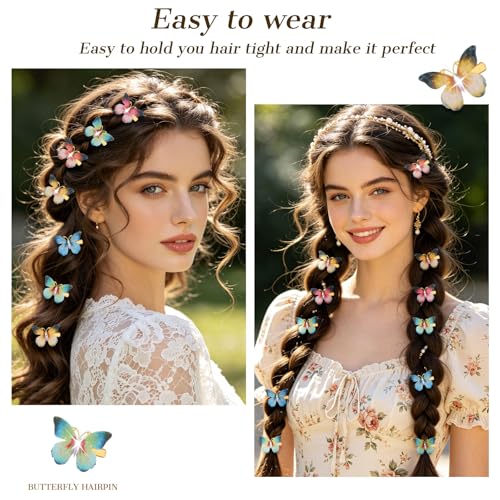18Pcs Rhinestone Butterfly Hair Clips for Teens Women, Y2K Glitter Hair Jaw Clips, Cute Headwear Gifts for Wedding and Back to School Golden Color - color: Gorgeous Style