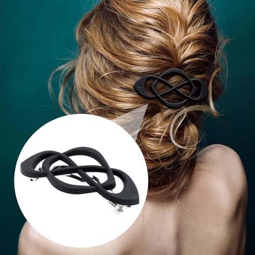 3 Pcs Vintage French Barrette Clips, Decorative Strong Hold Grip Barrette Hair Clip, No Slip Styling French Hair Accessories for Women - color: Black, Brown, Khaki