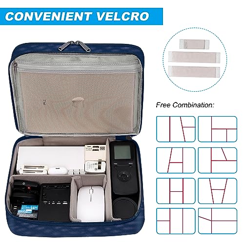 CILLA Electronic Organizer Travel Case, Travel Cord Organizer Case Portable Waterproof Cable Organizer Bag for Charger, Cord, USB, Power Bank, Earphone - color: zipper-blue