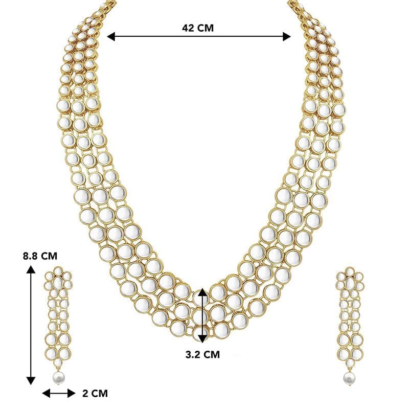 Aheli Indian Bollywood Style Wedding Faux Kundan Necklace with Earrings Set Ethnic Bharatanatyam jewellery set Gift for Women - color: White 2