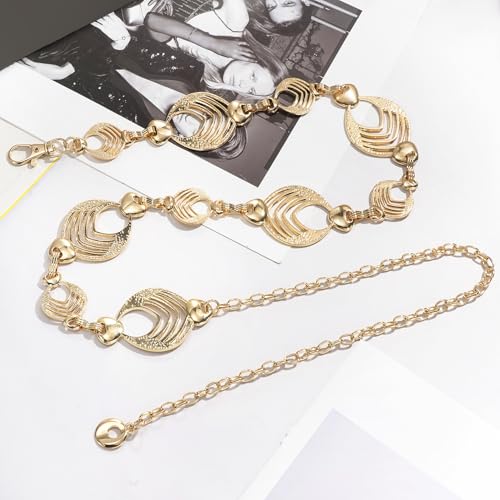 Suyi Chain Belt for Women Chunky Waist Chain for Ladies Dresses - size: Length 53"(37"+extended chain 16"), style: Gold 2