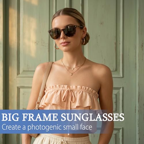 Myiaur Polarized Sunglasses for Women, Trendy Square Shades with UV400 Protection Sun Glasses for Daily (2 Pack) - color: A11 Tortoise+light Brown/ Tea