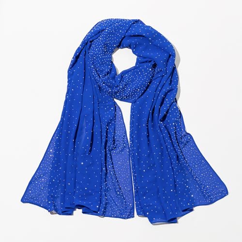 Shawls and Wraps for Evening Dresses Sheer Chiffon Women Elegant Soft Silky Sparkly Wedding Bridal Scarf - color: Royal Blue C