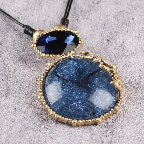 Leather Necklace for Women Large Pendant Hippie Choker Necklace Vintage Sweater Necklace Chunky Boho Necklaces for Women - style: Leather Pendant Necklace