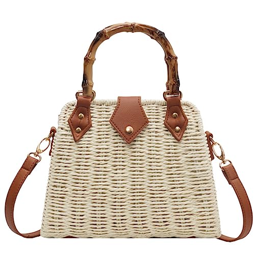 Cross Body Handbags for Women Straw Woven Beach Bag 2026 Summer Handmade Purses Wicker Rattan Bag Holiday - color: Beige