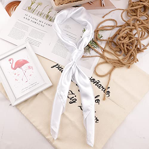 NZKNP Silk-Like Head Scarf - Women's Bandana Wraps - color: 15-white, size: 35"*35"