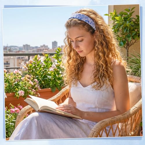 obeoby Blue Headbands, Stripe Head Band for Nautical and Preppy Style Outfits, Non Slip Summer Headband for Girls Women Trendy Hair Accessories (5Pcs) - color: Blue series