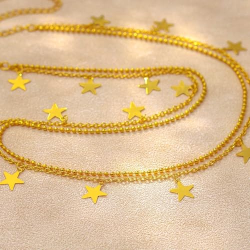 ELABEST Layered Gold Belly Chain 14K Plated Waist Chian Adjustable Sexy Waist Jewelry for Women - size: L(37inch+9.8inch), style: D