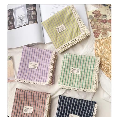 Soft Cotton Like Lace Bandana Headband, Head Wrap, Protective Coverage, Hair Neck Scarf for Women 24 x 24 inch - color: Cas014 - Plaid Y