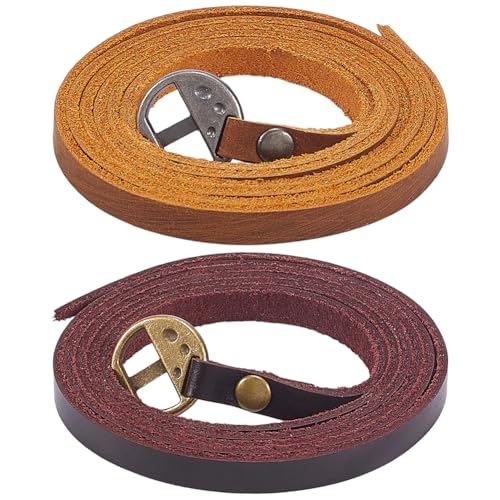 2 Colors Genuine Leather Wrap Bracelets Adjustable Vintage Cowhide Leather Boho Layered Arm Armor Cuff Brown Western Stackable Straps Wristband Cuff with Alloy Toggle Clasp for Men Women - color: Brown, Dark Brown
