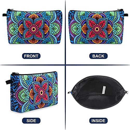 MAGEFY Small Makeup Bag, Portable Travel Cosmetic Bag Zipper Pouch Waterproof Makeup Pouch Multifunctional Small Bag for Women (1 pack, dark blue flower 0179) - color: dark blue flower 0179