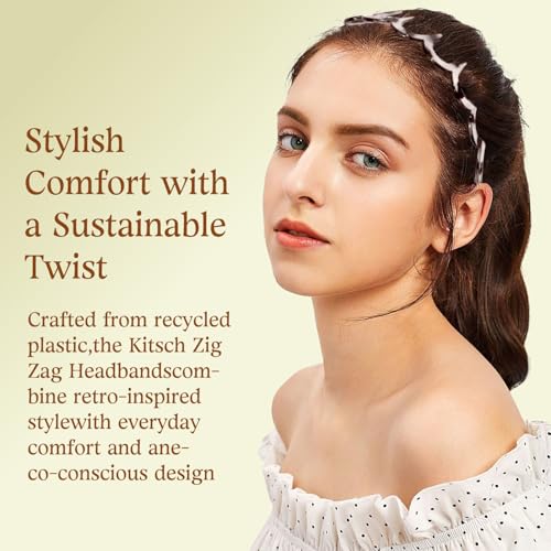 Zig Zag Headbands for Women, 3PC Fashion Comb Headband with Teeth, Wavy Hairbands for Slicked Back Styles, Best Gifts for Women - color: 3 pcs