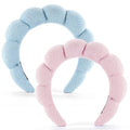 Ztomine Spa Headbands for Face Washing, Facials, Masks & Skin Treatments, Set of 2, 100% Cotton Terry Cloth, Plush Soft Absorbent Headband, Pink & Blue - color: Blue+Pink