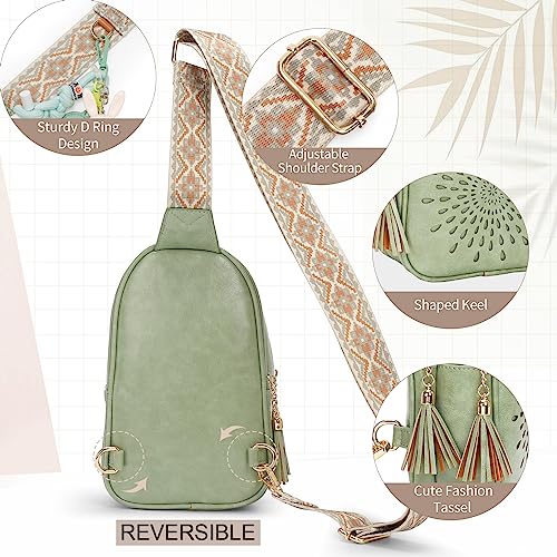 APHISON Small Sling Bag Fanny Packs Cell Phone Purse Vegan Leather Crossbody Bags for Women Chest Bag with Adjustable Strap Green - color: 04-green