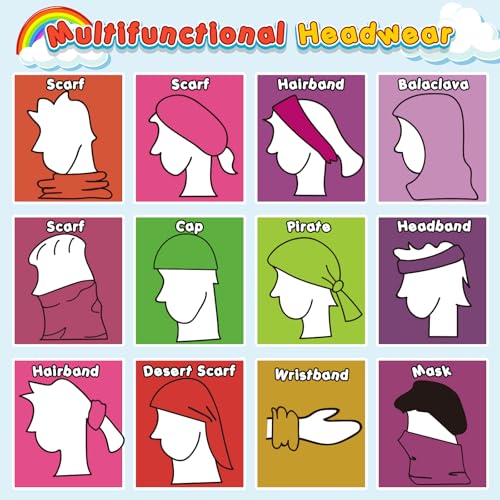 Jiuguva 26 Pcs Neck Gaiter Men Face Mask Headband Boho Head Wrap Headwear Bulk Hiking Seamless Neck Scarf Skull Bandana Women - color: Light Color, style: Basic Style