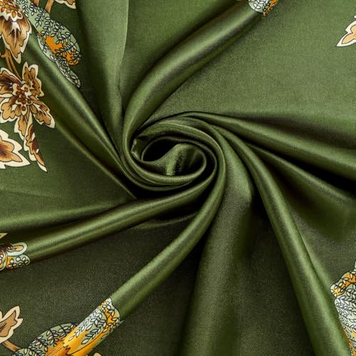 QIUTIMIY 35"x35" Like Silk Head Scarf for Women Satin Feel Large Square Scarf for Hair Wrapping and Sleeping Fashion Bandana - color: (90cm)square Scarf 18