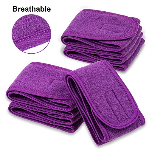 Whaline Spa Facial Headband 4 Packs Head Wrap Terry Cloth Headband Adjustable Stretch Towel for Bath, Makeup and Sport (Purple) - color: Purple