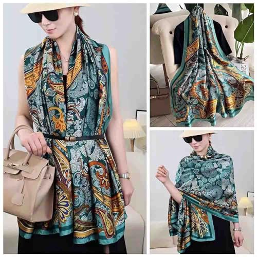 Acotavie Scarfs for Women Dressy Fashion Scarves Long Floral Pattern Scarf Lightweight Sunscreen Shawls - color: C043