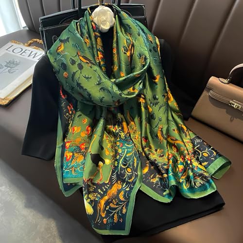 vimate 100% Large Silk Feeling Scarf-Women's Fashion Long Mulberry Silk Satin Neck Scarf Sunscreen Shawl Wrap Headscarf - color: Style 15
