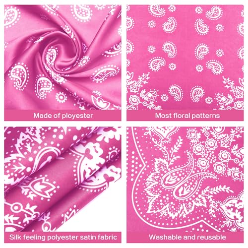 DOOBO Satin Head Scarf - 27.5 Inches Silk Bandana Hair Wrap Square Scarf for Women & Girls - color: Hot Pink