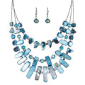 3 Layered Chunky Statement Necklace for Women Beaded Strand Necklaces with Earring Fashion Costumes Collar Necklace Jewelry Sets Gifts for Women - color: 50-Peacock Blue
