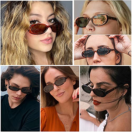 VANLINKER Polarized Retro Oval Sunglasses for Women and Men Small 90s Style VL9580 - color: C4 Tortoise Frame/Brown Tinted Lens