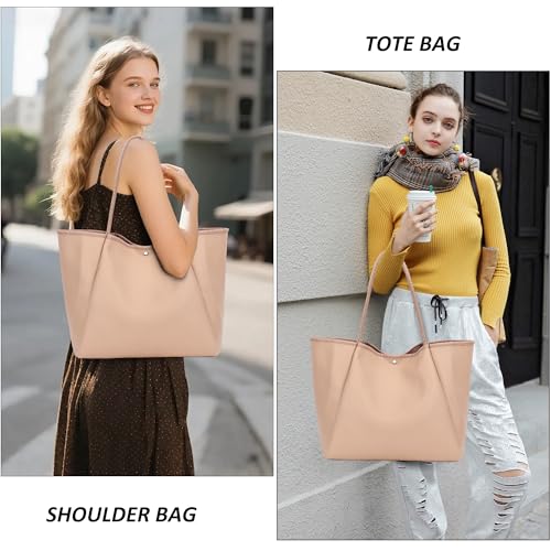 TANTOMI Tote Bag for Women Vegan Leather Purses and Handbags Ladies Waterproof Big Shoulder Bag for Travel - color: Dark Pink