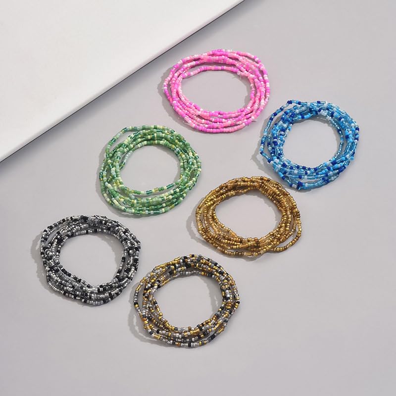 Caiyao 36Pcs Colorful Elastic Seed Beaded Bracelets Set Bohemia Multilayer Rainbow Beaded Stretch Bracelet Anklet Adjustable Glass Beads Wristbands for Women Summer Beach Boho Vaction Jewelry - style: StyleE