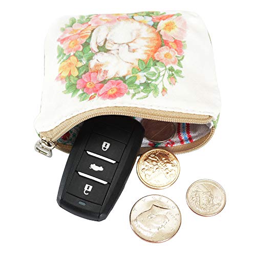 Women and Girls Cute Fashion Coin Purse Wallet Bag Change Pouch Key Holder - color: Cat In Flower