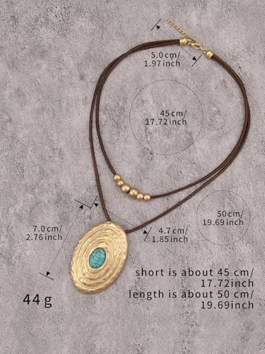 Boho Necklaces for Women Chunky Circle Necklace Layered Boho Circle Leather Choker Necklace Long Vintage Necklaces Bohemian Jewlery Gifts - style: Boho Choker Necklace