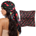 AWAYTR 35” Square Satin Head Scarf Hair Scarf for Women's Hair Silk Bandana for Women Silk Head Wrap for Sleeping - color: Cherry Black
