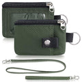 Artpaxy Minimalist Wallet For Mens Womens, Keychain RFID Blocking Zipper Small Wallet with ID Window 2 Lanyards,Water Resistant Travel Cash Card Coin Case Boys Girls - color: Army Green, style: Classic