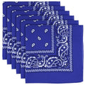 6 Pack Pure Cotton Bandana, Multi-Purpose Square Handkerchief, Face Mask headband for Men and Women - color: Royal Blue