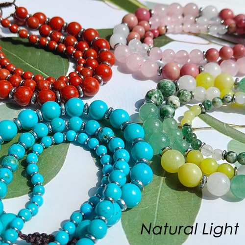 468Handmade Adjustable Natural Gemstone Crystal Bracelet Healing Power Energy Inspirational Gifts with Card for Unisex - color: 20-Fragrant Grass (Revere Nature), size: 6mm