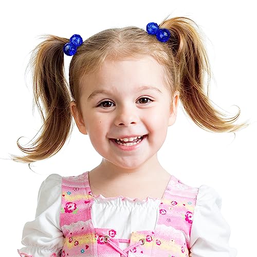24pc Ponytailers Ponytail Balls Hair Elastics, 16mm-Value Pack | Diamond-Cut Gem-Shaped Bright Multicolored Twin Hair Beads Bauble Hair Ties Ponytail Holders, Toddler Kids Hair Ties,- Pack - color: FACETED