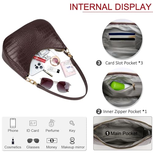 KKXIU Shoulder Bag for Women Cute Hobo Purses and Handbags Retro Clutch Underarm Purse | Cute - color: Ecoffee