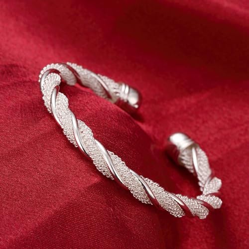 925 Sterling Silver Bracelets Open Adjustable Bangle Bracelet Teardrop Water Drop Cuff Bangles for Women - color: Pattern 9