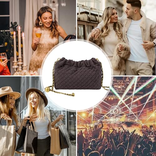 Joryin Woven Women's Crossbody Bag & Evening Purse, Trendy Dumpling Clutch & Hobo Cloud Shoulder Bag Trendy Dumpling Clutch - color: Woven Suede-chocolate Plum