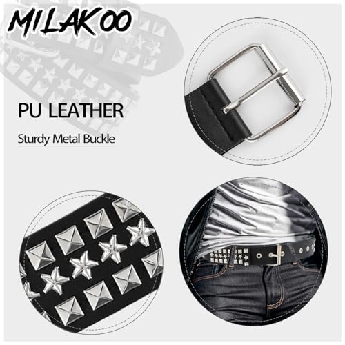 MILAKOO Punk Leather Waist Belt for Women Vintage Accessories for Hippie Skateboarding Enthusiasts - color: G