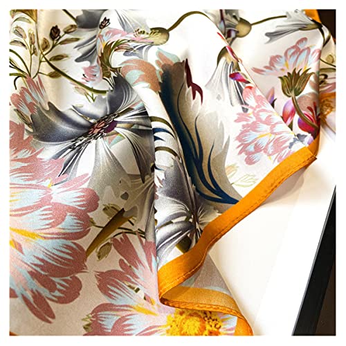 Aufeel Women's 100% Pure Mulberry Silk Small Square Scarf - Neckerchief Women - Silk Headscarf - 21" x 21" - color: Yellow