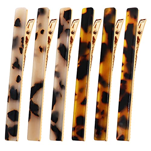 Cobahom 6 Pack Leopard Print Hair Clips Duckbill Hair Clip Metal Duck Teeth Hair Pins Chic Tortoise Shell Hair Barrettes for Women and Girls - color: 6 Pcs Leopard Print