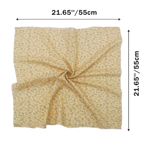 Bandanas for Women Men 21"x21" Floral Headband Scarf Versatile Hair Bandana Square Head Scarf - color: Light Yellow