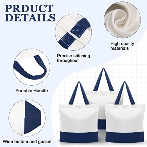Reginary 16 Pack Canvas Tote Bags Set - Large Cotton Tote with Handle for Women's Kitchen & Grocery Use - DIY Gift - color: Navy Blue